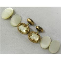 2 Pr Antique Gold Lizard MOP Cufflinks