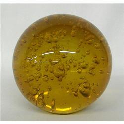Vintage Gaddinger Amber Bubble Paperweight