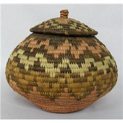 1960's Zulu Lidded Polychrome Basket