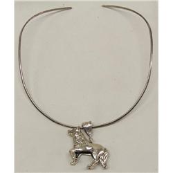 Silver Wolf Pendant Choker