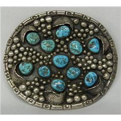 Navajo Silver Turquoise Buckle w/Hallmark GD
