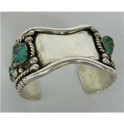 Navajo Silver Turquoise Watch Bracelet by CS