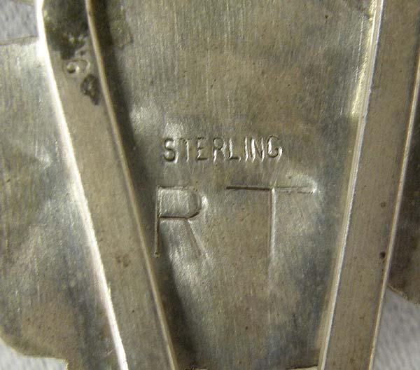 Zuni Silver Inlay Butterfly Bracelet Hallmark RT