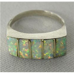 Zuni Inlay Opal Silver Ring