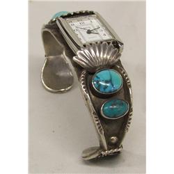 Vintage Navajo Silver Turquoise Watch Band