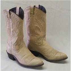 Abilene Boot Co. Cream Colored Leather Cowgirl Boots
