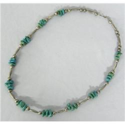 Navajo Silver Turquoise Nugget Necklace