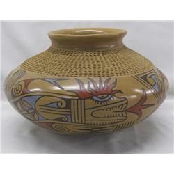 Mata Ortiz Polychrome Rattlesnake Pot by Tena