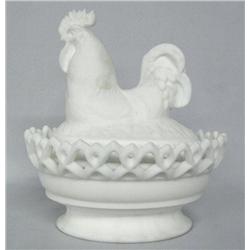 Imperial American Covered Glass Rooster Dish