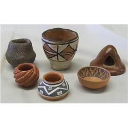 6 Miniature Pueblo Pots