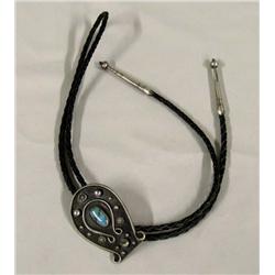 Navajo Silver Turquoise Bolo by Bennett
