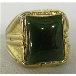 Gentlemen's Vermeil Green Stone Ring Size 11