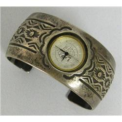 Navajo Silver Watch Bracelet w/Hallmark Lamer