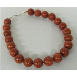 Sterling Silver Apple Coral Bead Choker