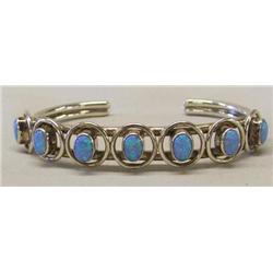 Navajo Sterling Silver and Opal Bracelet