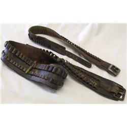 2 Vintage Leather Ammo Belts