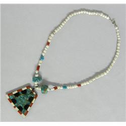 Santo Domingo Turquoise Inlay Pendant Necklace