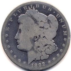 BETTER DATE 1892-CC MORGAN SILVER DOLLAR-GOOD