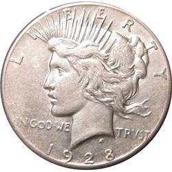 KEY DATE 1928 SILVER PEACE DOLLAR-XF