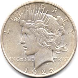 1922-D SILVER PEACE DOLLAR-LIGHTLY CIRC