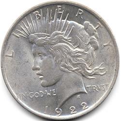 1922 SILVER PEACE DOLLAR-LIGHTLY CIRC