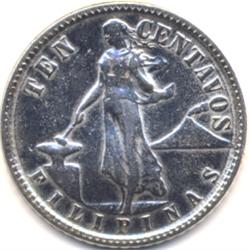 1945-D US/PHILLIPPINES SILVER 10 CENTAVOS-AU