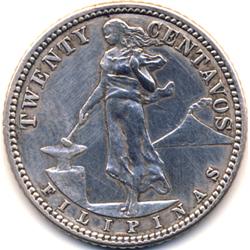 1907 US/PHILLIPPINES 20 CENTAVOS-RARE