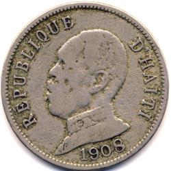 1908 HAITI 50 CENTIMES-CIRC