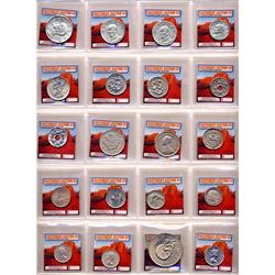 20ea. VARIOUS COUNTRIES BETTER GRADE COINS-AU OR BETTER SOME SILVER