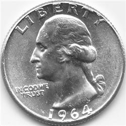 1964-P SILVER WASHINGTON QUARTER-BU