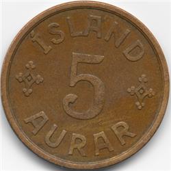 RARE 1926 ICELAND 5 AURAR-CIRC