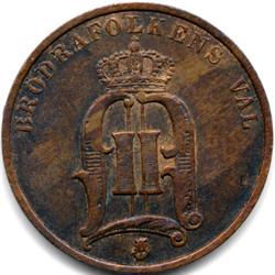 VERY RARE 1880 DENMARK 2 ORE COPPER-UNC