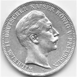 1908A SILVER PRUSSIA 3 MARKS-UNC