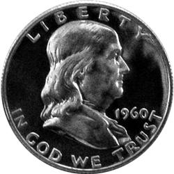 1960-P SILVER FRANKLIN HALF-PROOF CAMEO