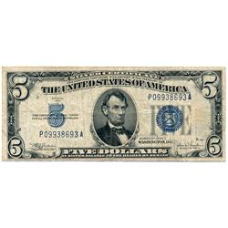 1934C $5 SILVER CERTIFICATE-CIRC