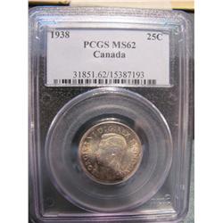 1938 80% silver 25 cents PCGS MS62
