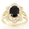 3.02Ct Black Sapphire & 16 Diamond Yellow 9K Gold Ring (JEW-9112X)
