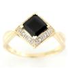 1.50Ct Natural Black Sapphire & Diamond 9K Gold Ring (JEW-9098X)