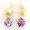 0.72Ct Heart Amethyst & Diamond 9K Gold Earrings (JEW-9075X)