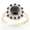 2.44Ct Black Sapphire & 12 Diamond 9K Gold Ring (JEW-9070X)
