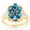 2.01Ct London Blue Topaz & Genuine Diamond Ring 9K Gold (JEW-9155X)