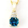 1.03Ct London Blue Topaz & Diamond 9K Gold Pendant (JEW-9040X)