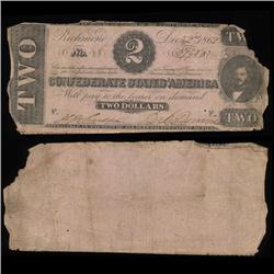 1862 Rare $2 Confederate Note Circulated (COI-4116)