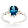 2.05Ct London Blue Topaz 30 Diamond White 9K Gold Ring (JEW-9088X)