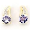 0.72Ct Natural Tanzanite & Diamond 9K Gold Earrings (JEW-9159X)