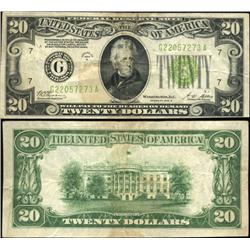 1928B $20 Federal Reserve Chicago Note Crisp Circulated Scarce (CUR-06236)