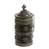 Tibetan Brass Nickel Scroll Canister (ANT-305)