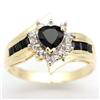 1.23Ct Black Sapphire & Diamond Yellow 9K Gold Ring (JEW-9061X)