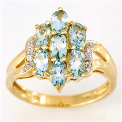 2.14Ct Natural Aquamarine & Diamond 9K Gold Ring (JEW-9148X)