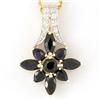 2.80Ct Black Sapphire & 10 Diamond 9K Gold Pendant (JEW-9085X)